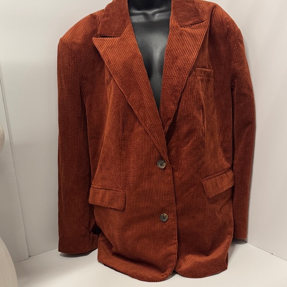NWT Future Collective Reese Blutstein XL Women's Corduroy Blazer Jacket in Rust - Picture 1 of 7